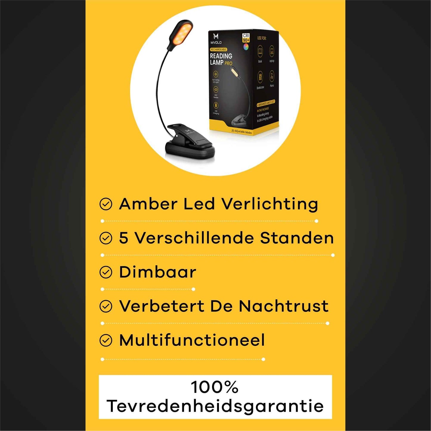 Leeslamp PRO - De ideale leeslamp voor elke lezer - Mvolo