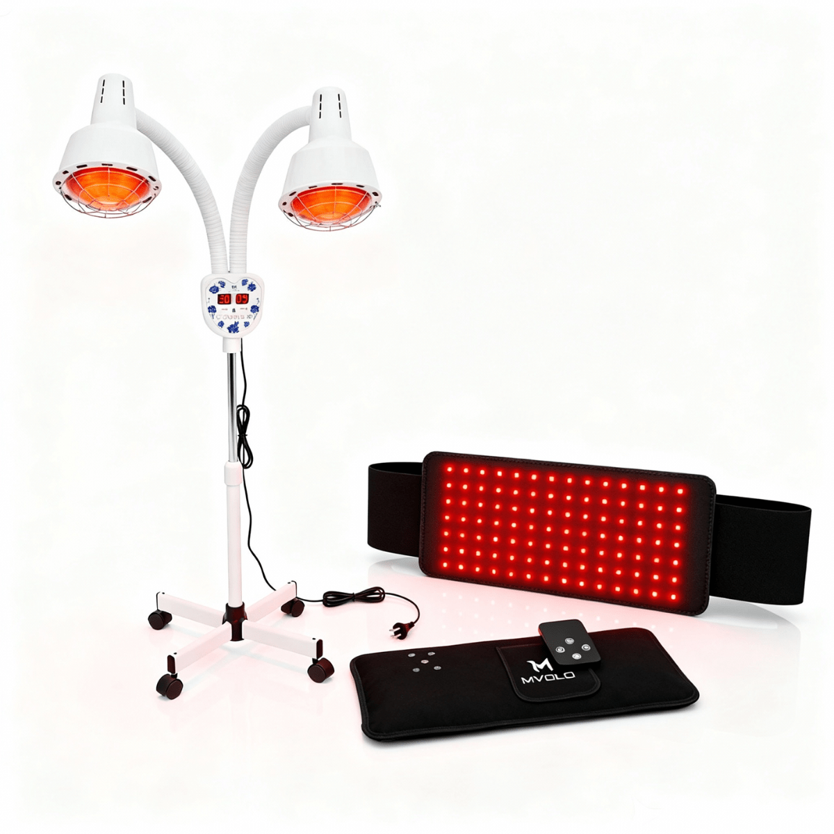 Mvolo Comfort Heat Set combineert diepe infraroodwarmte en handsfree dekking om spieren te ontspannen, spanning te verlichten en mobiliteit te verbeteren.