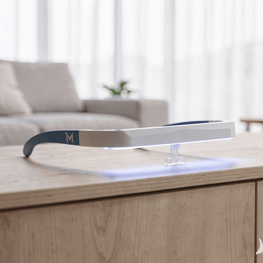 Mvolo Daglicht Bril PRO herstelt je natuurlijke ritme, verhoogt energie, focus en stemming, voor een frisse start van je dag.