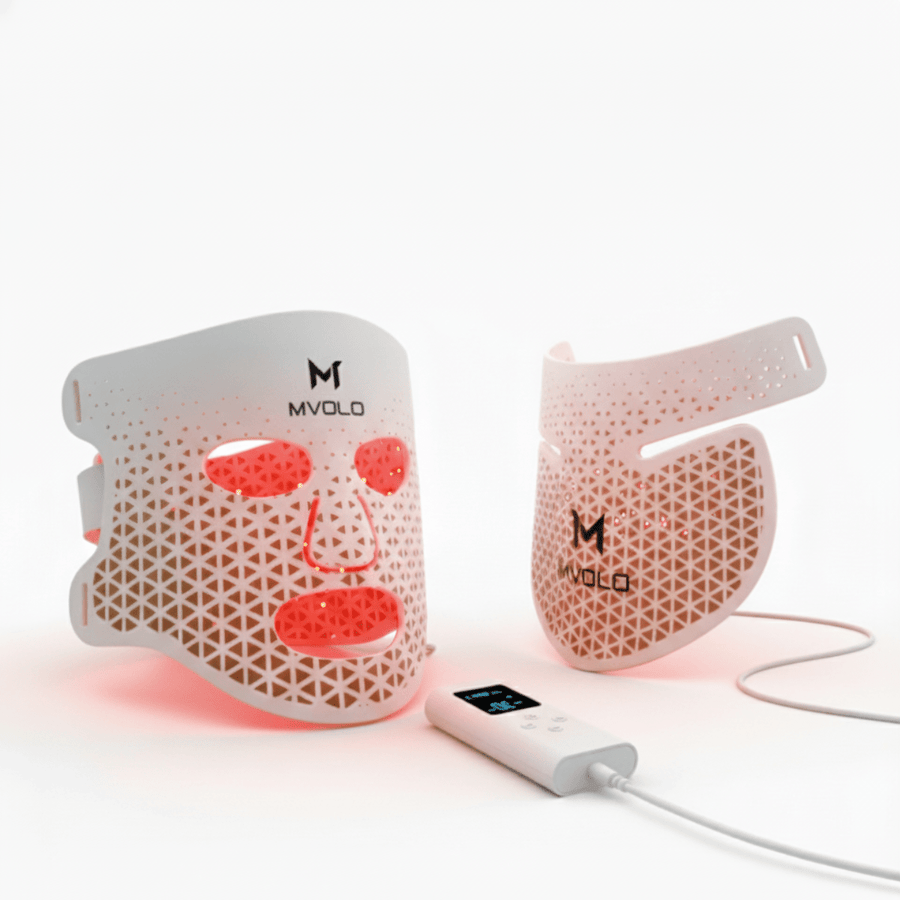 Mvolo LED-Gesichtsmaske mit Halsmaske - LED-Maske für Gesicht und Hals