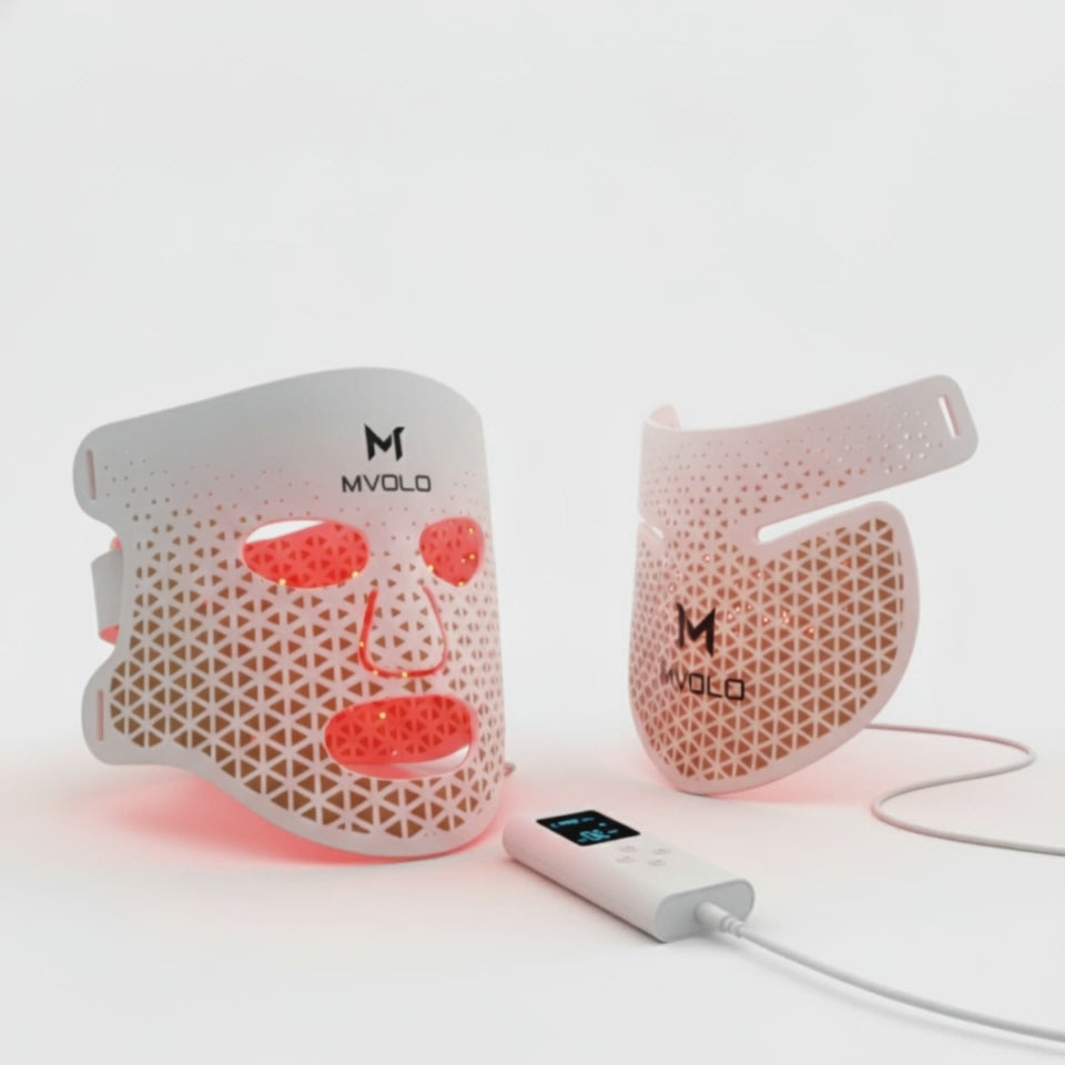 Mvolo LED-Gesichtsmaske mit Halsmaske - LED-Maske für Gesicht und Hals